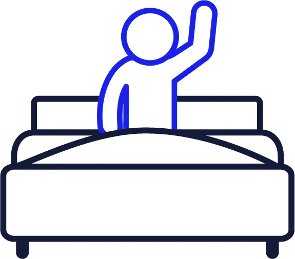 A person in a bed.