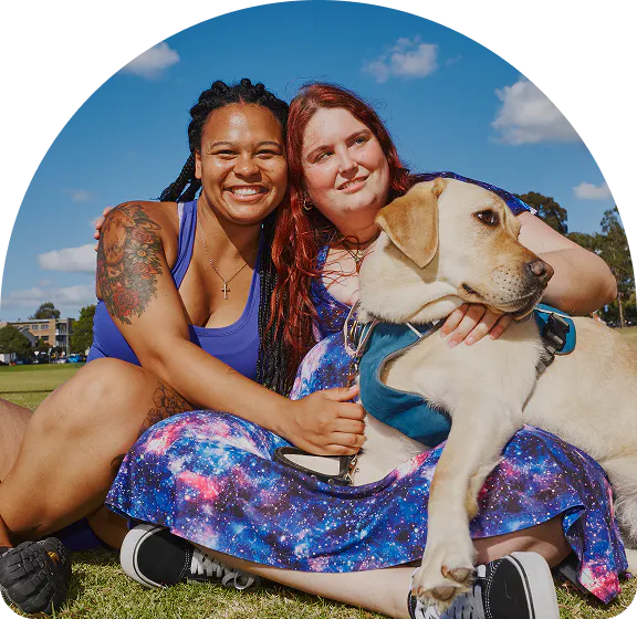 Hireup client Kirsten and worker Paulla enjoying a day in the park.