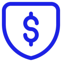 An icon of a shield with a dollar sign in it.