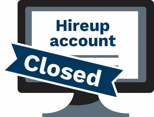 Hireup account on a computer with ' close' on it