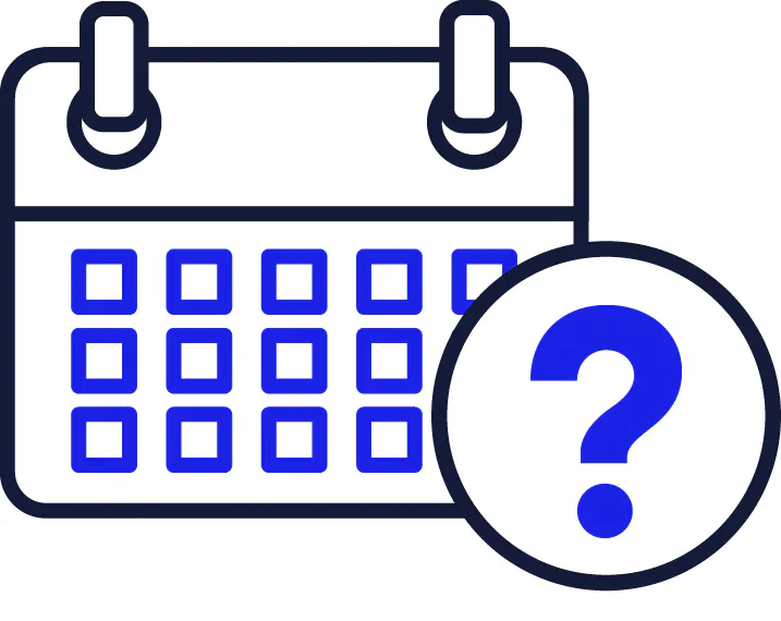 A calendar and a question mark.