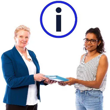 A woman sharing information with another woman.