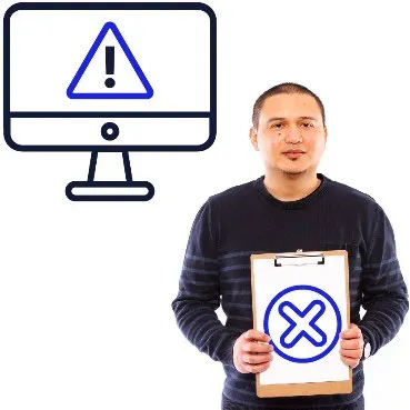 A man finding an error on a website.