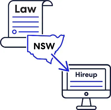 A symbol for the law in New South Wales next to the Hireup website.