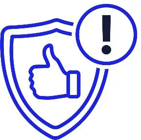 A thumbs up icon in a shield.