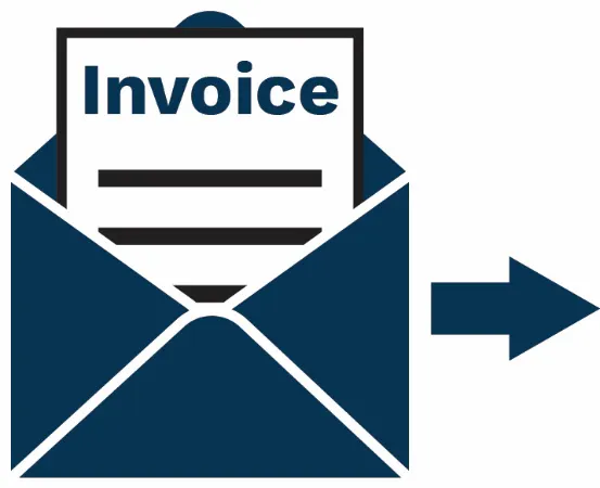 An invoice in an envelope being sent 