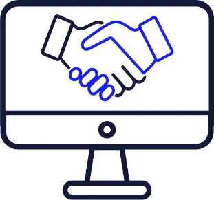 A handshake on a computer screen.