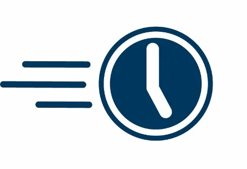 Clock icons with lines to show it is going fast