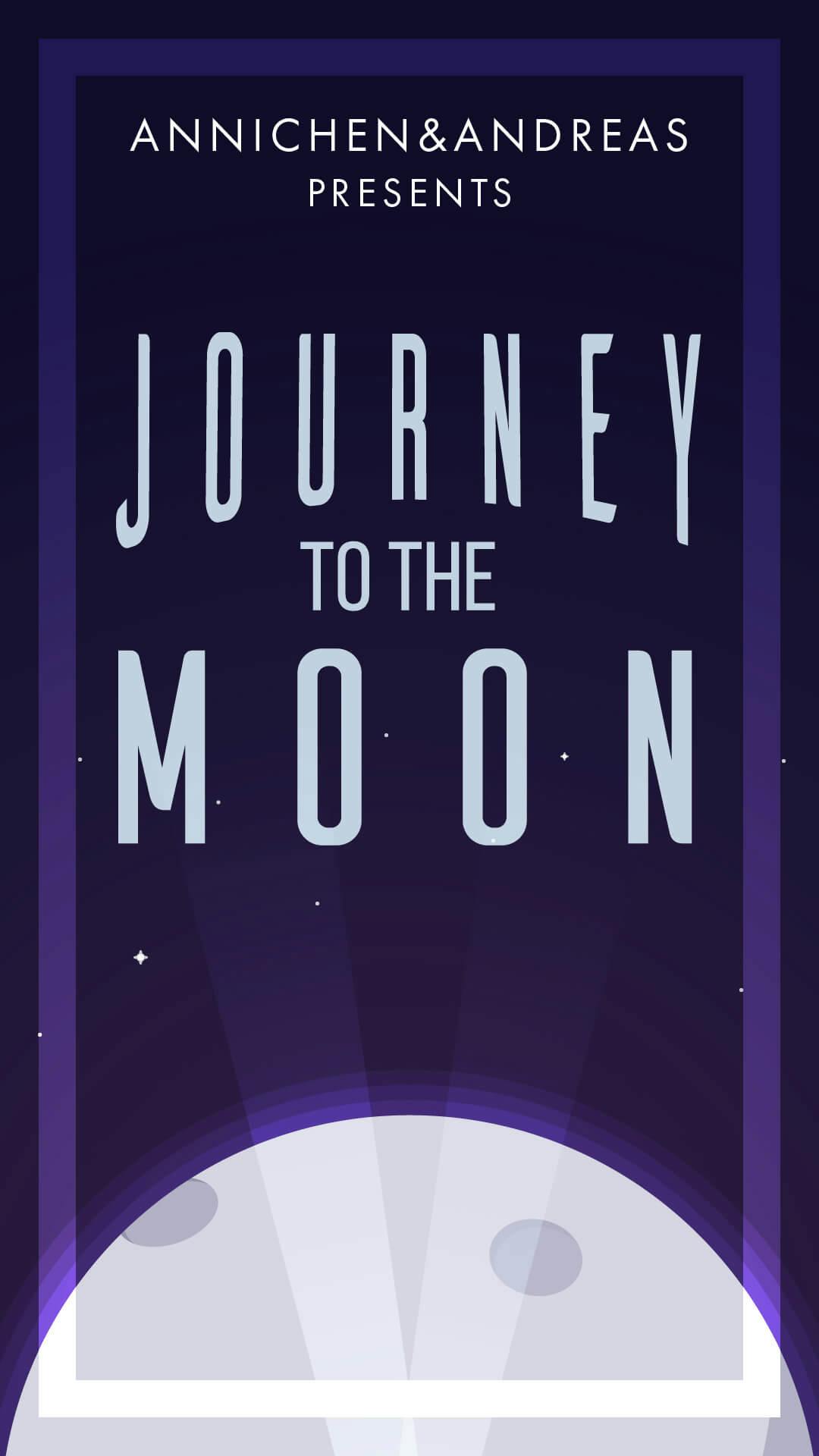 Moon on a field of stars. The title card for "Journey to the Moon". Alternate version.