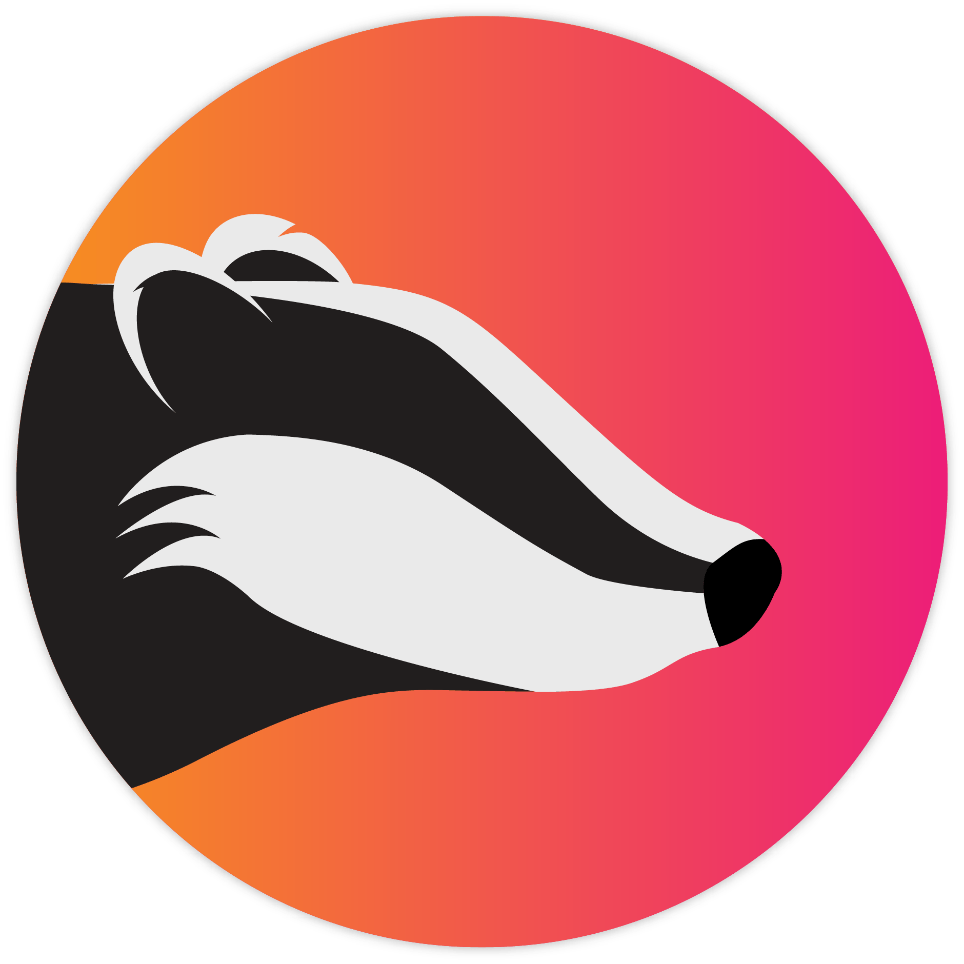 Illustration of a badger in a circle.