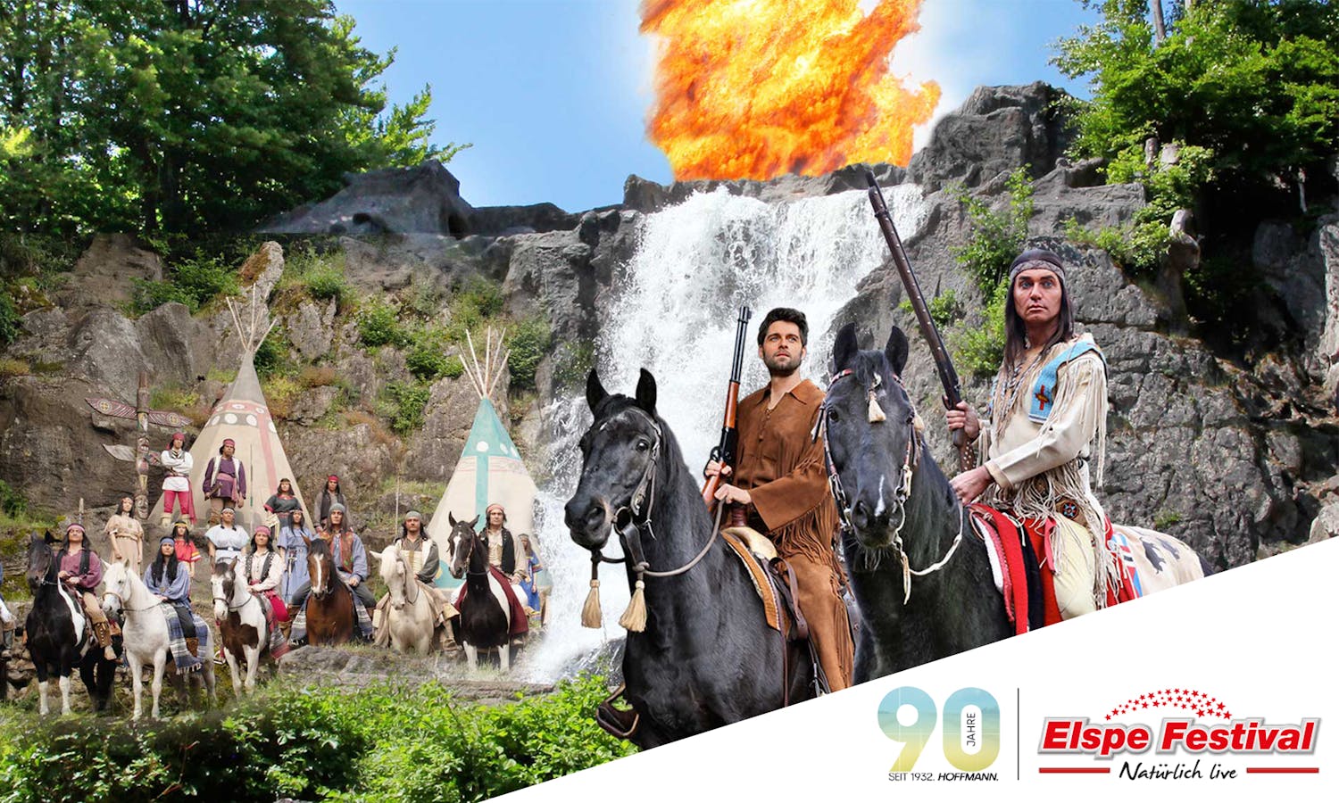 90 Jahre Hoffmann. Feiern Sie mit uns am 03.09.2022 in Elspe. Erleben Sie die Karl May Festspiele des Elspe Festivals inkl. Rahmenprogramm am 03.09.22 in einer exklusiven Autohaus Hoffmann Abendvorstellung.