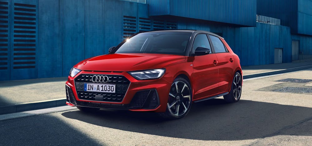 Leuchtende Heckscheinwerfer des Audi A1 im Closeup