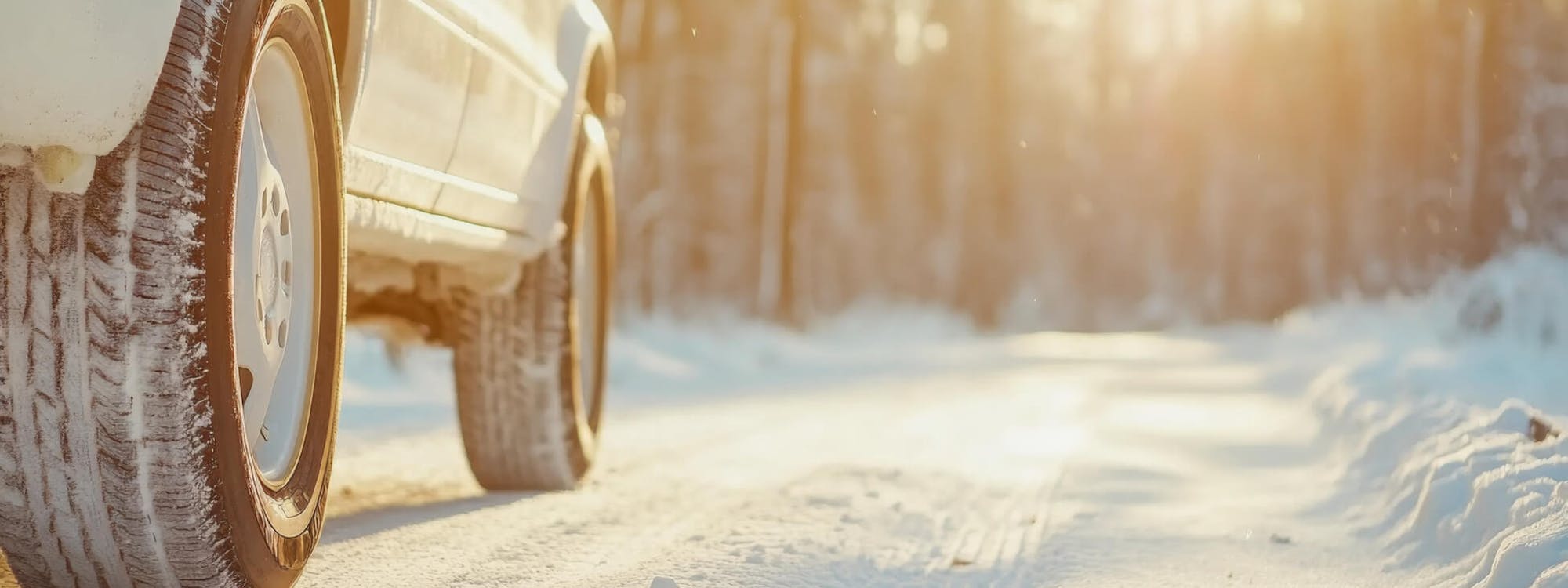 Auto fährt im Schnee