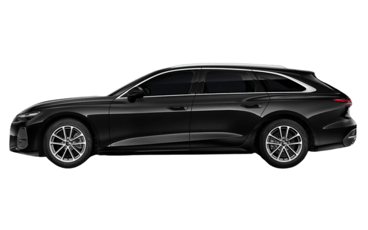 Schwarzer Audi A6 Kombi mit transparenten Hintergrund