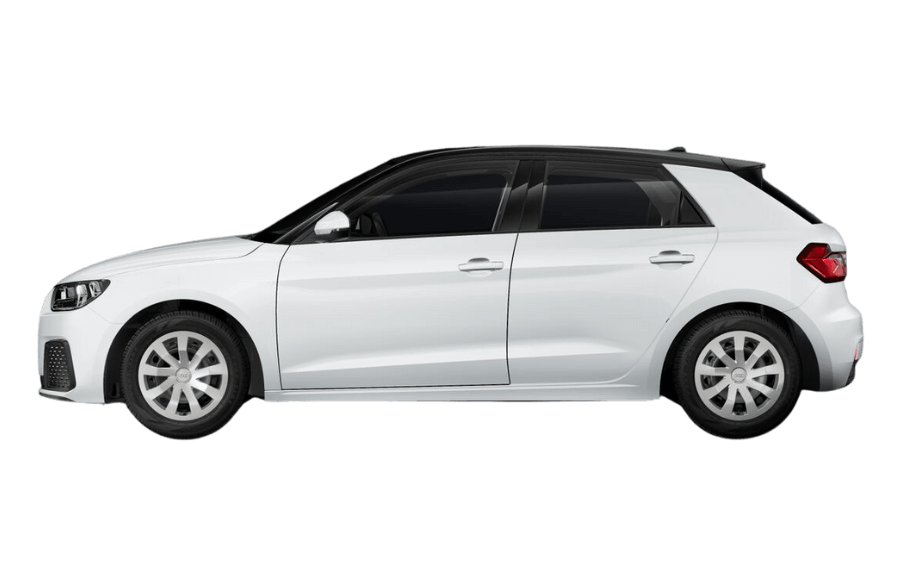 Weißer Audi A1 Sportback auf transparentem Hintergrund