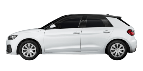 Weißer Audi A1 Sportback auf transparentem Hintergrund