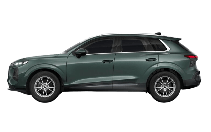 Grüner Audi Q3 auf transparentem Hintergrund