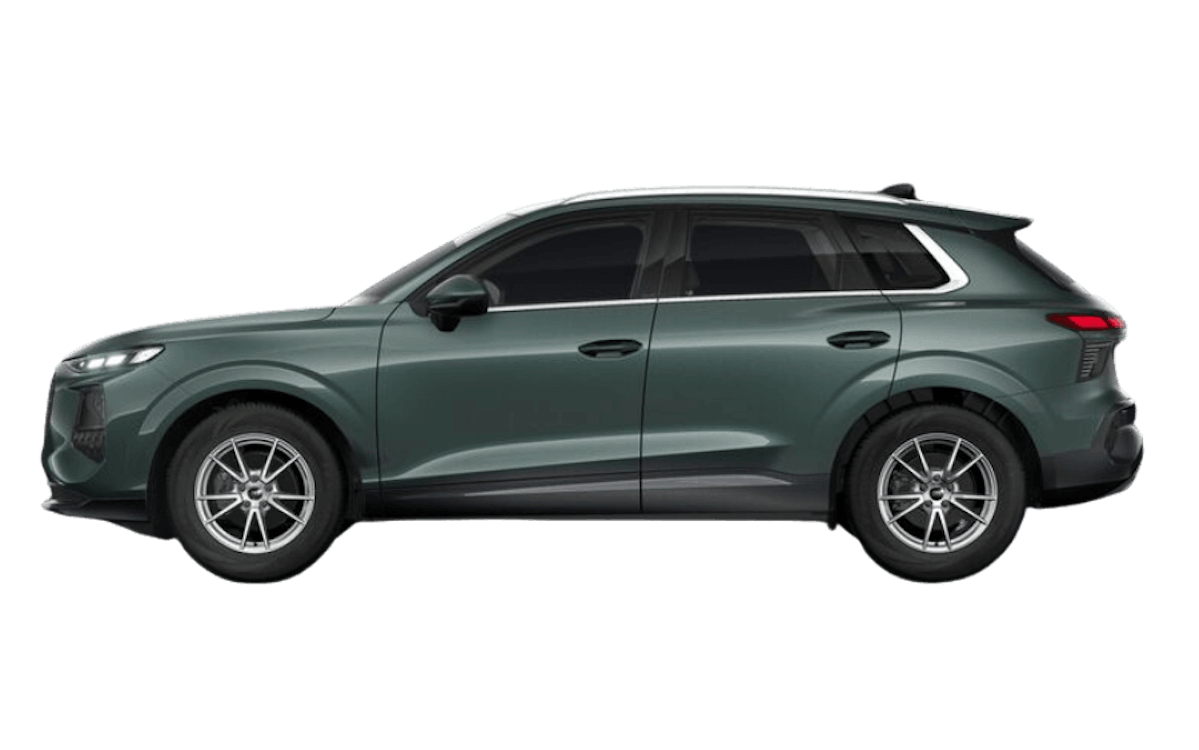 Grüner Audi Q3 auf transparentem Hintergrund