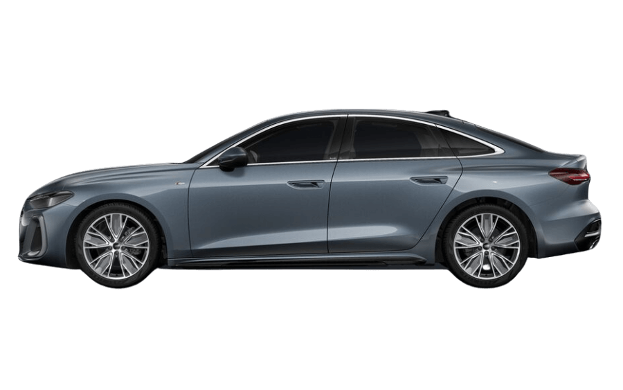 Blauer Audi A5 Limousine auf transparentem Hintergrund