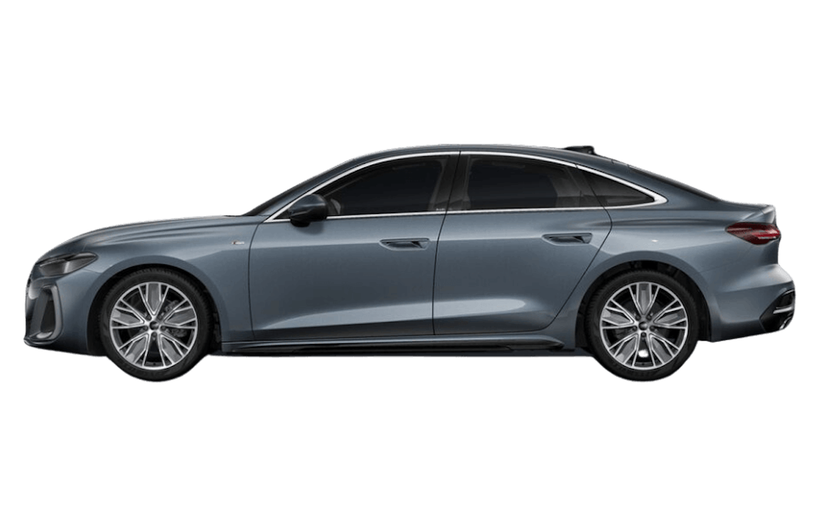 Blauer Audi A5 Limousine auf transparentem Hintergrund