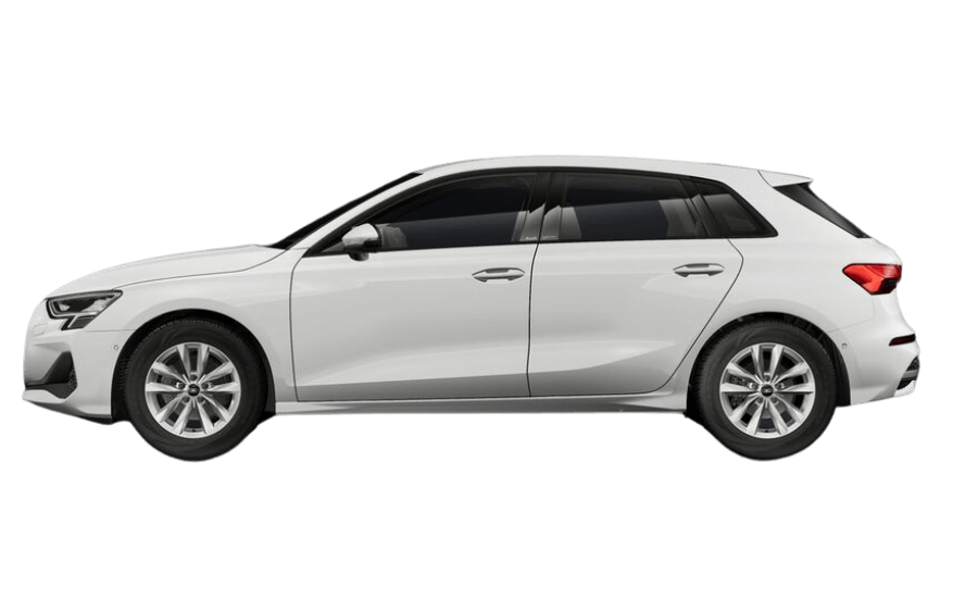 Weißer Audi A3 auf transparentem Hintergrund