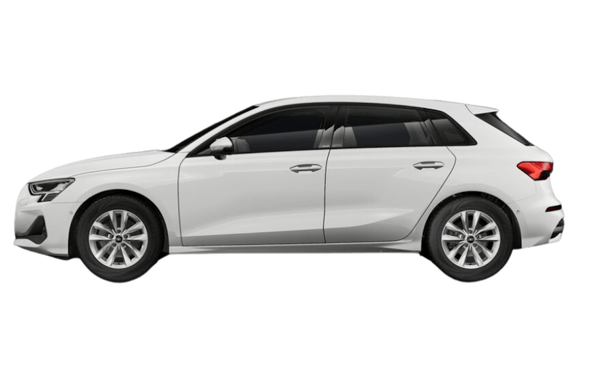 Weißer Audi A3 auf transparentem Hintergrund