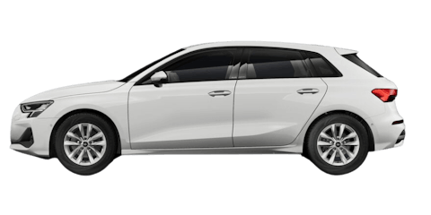 Weißer Audi A3 auf transparentem Hintergrund