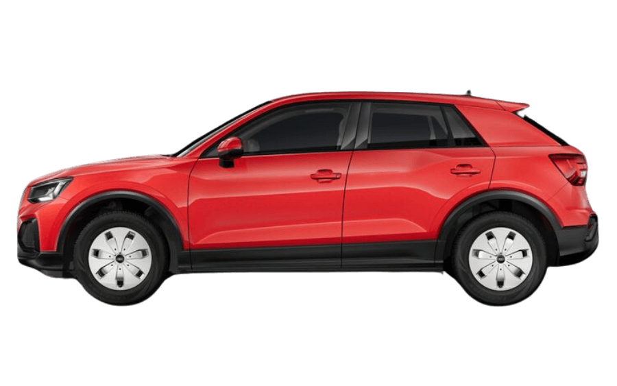 Roter Audi Q2 auf transparentem Hintergrund
