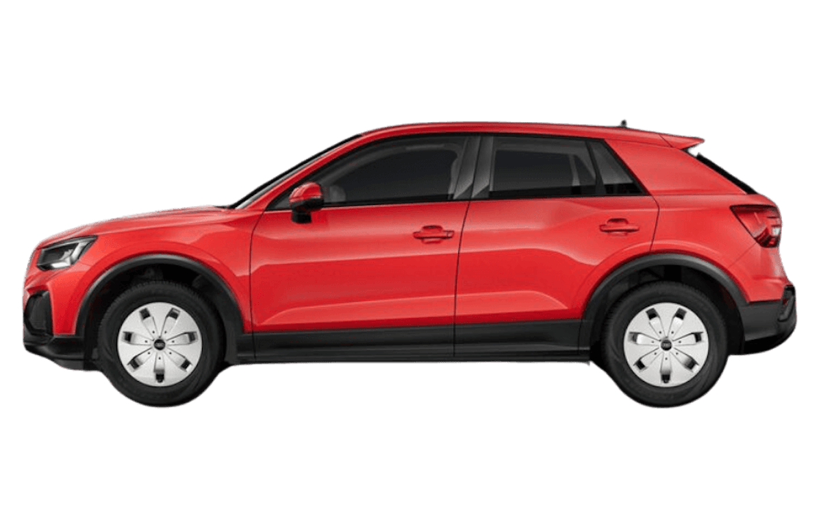 Roter Audi Q2 auf transparentem Hintergrund