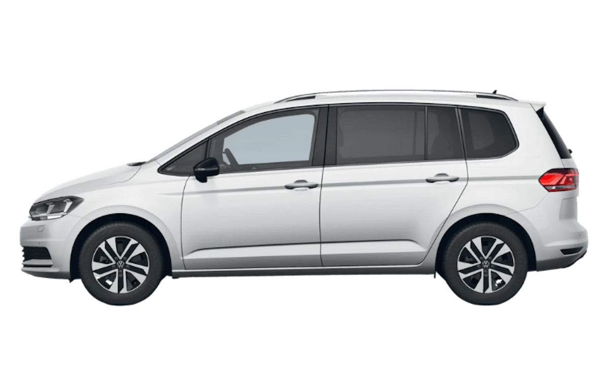 Weißer VW Touran auf transparentem Hintergrund