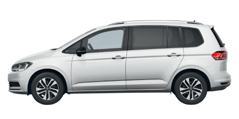 Weißer VW Touran auf transparentem Hintergrund