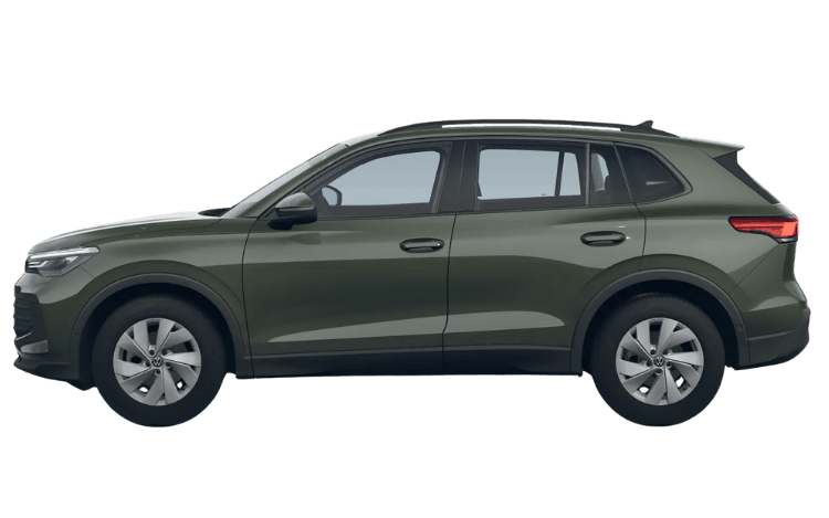 Grüner VW Tiguan auf transparentem Hintergrund