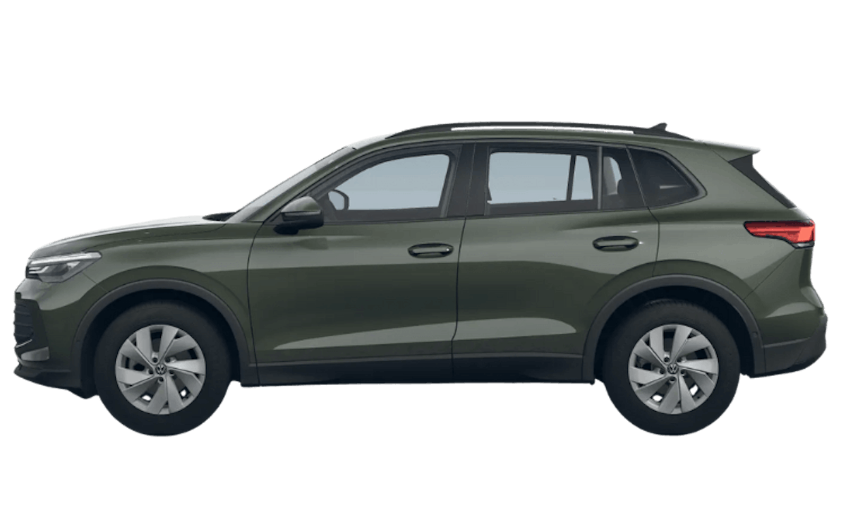 Grüner VW Tiguan auf transparentem Hintergrund