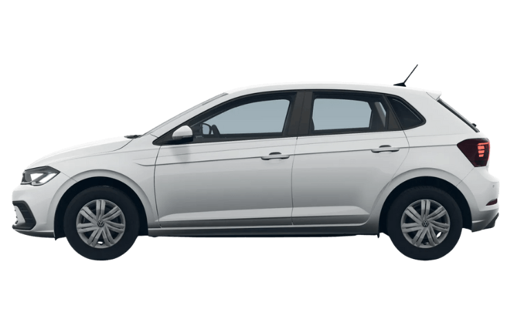 Weißer VW Polo auf transparentem Hintergrund