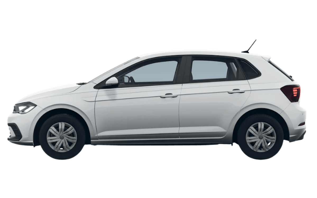 Weißer VW Polo auf transparentem Hintergrund