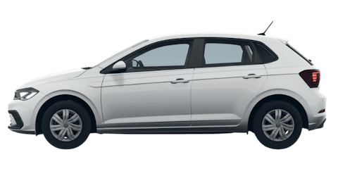 Weißer VW Polo auf transparentem Hintergrund