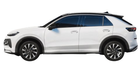 Weißer VW T-Roc Trend Edition auf transparentem Hintergrund