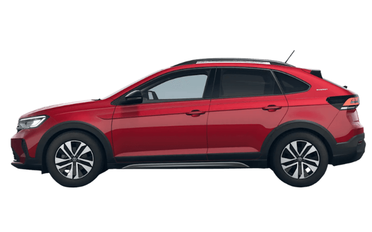 Roter VW Taigo auf transparentem Hintergrund