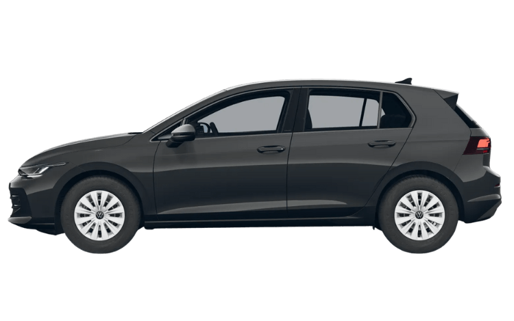 Schwarzer VW Golf auf transparentem Hintergrund