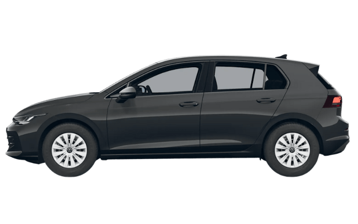 Schwarzer VW Golf auf transparentem Hintergrund