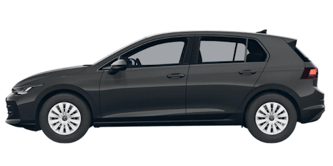 Schwarzer VW Golf auf transparentem Hintergrund