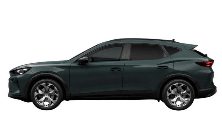 Dunkelgrüner Cupra Formentor mit transparenten Hintergrund