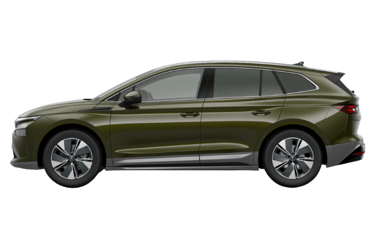 Grüner Skoda Enyaq auf transparenten Hintergrund
