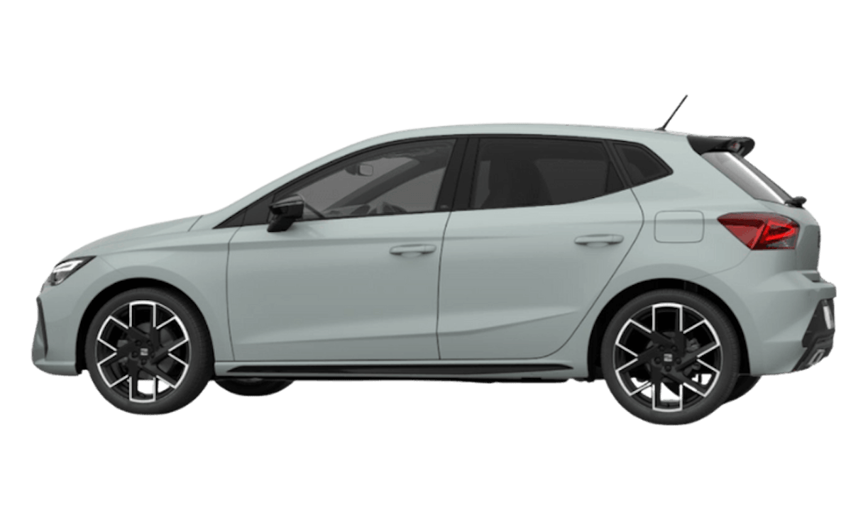 Weißer Seat Ibiza auf transparentem Hintergrund