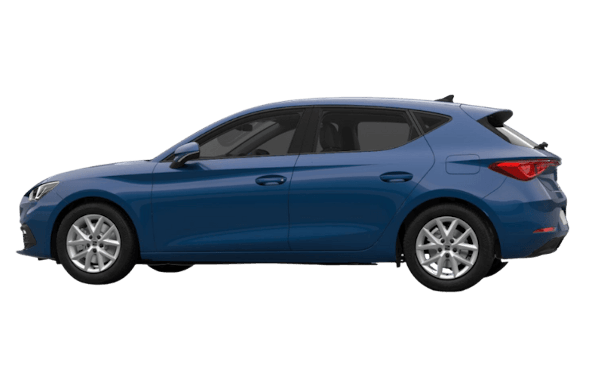 Blauer Seat Leon auf transparenten Hintergrund