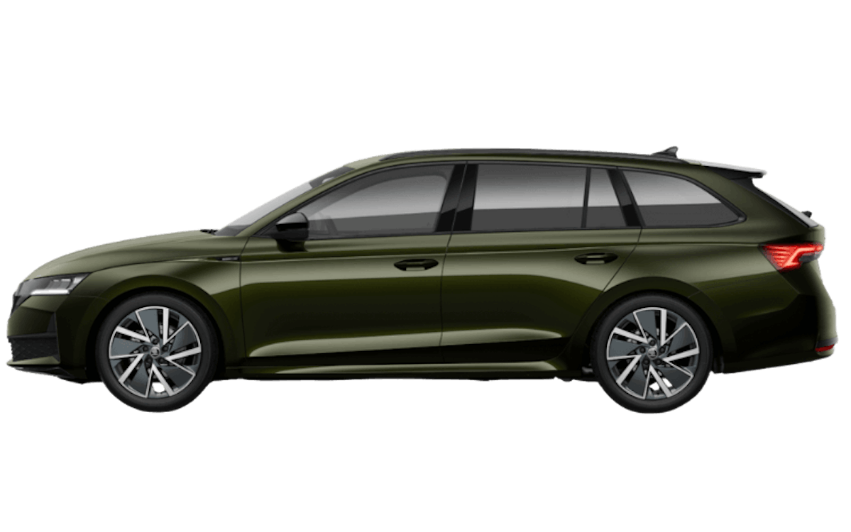 Grüner Skoda Oktavia auf transparenten Hintergrund