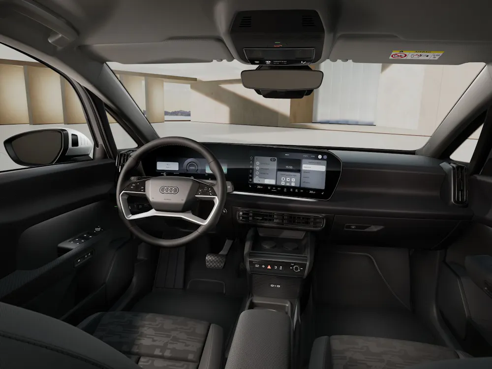 Audi A2 e-tron Interieur, Cockpit mit Lenkrad, Fahrer-Display und MMI-Touchdisplay mit Audi drive select