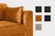 Détail de l'assise du canapé Gaillon avec le revêtement en microfibre Cori jaune moutarde et les alternatives de couleurs disponibles
