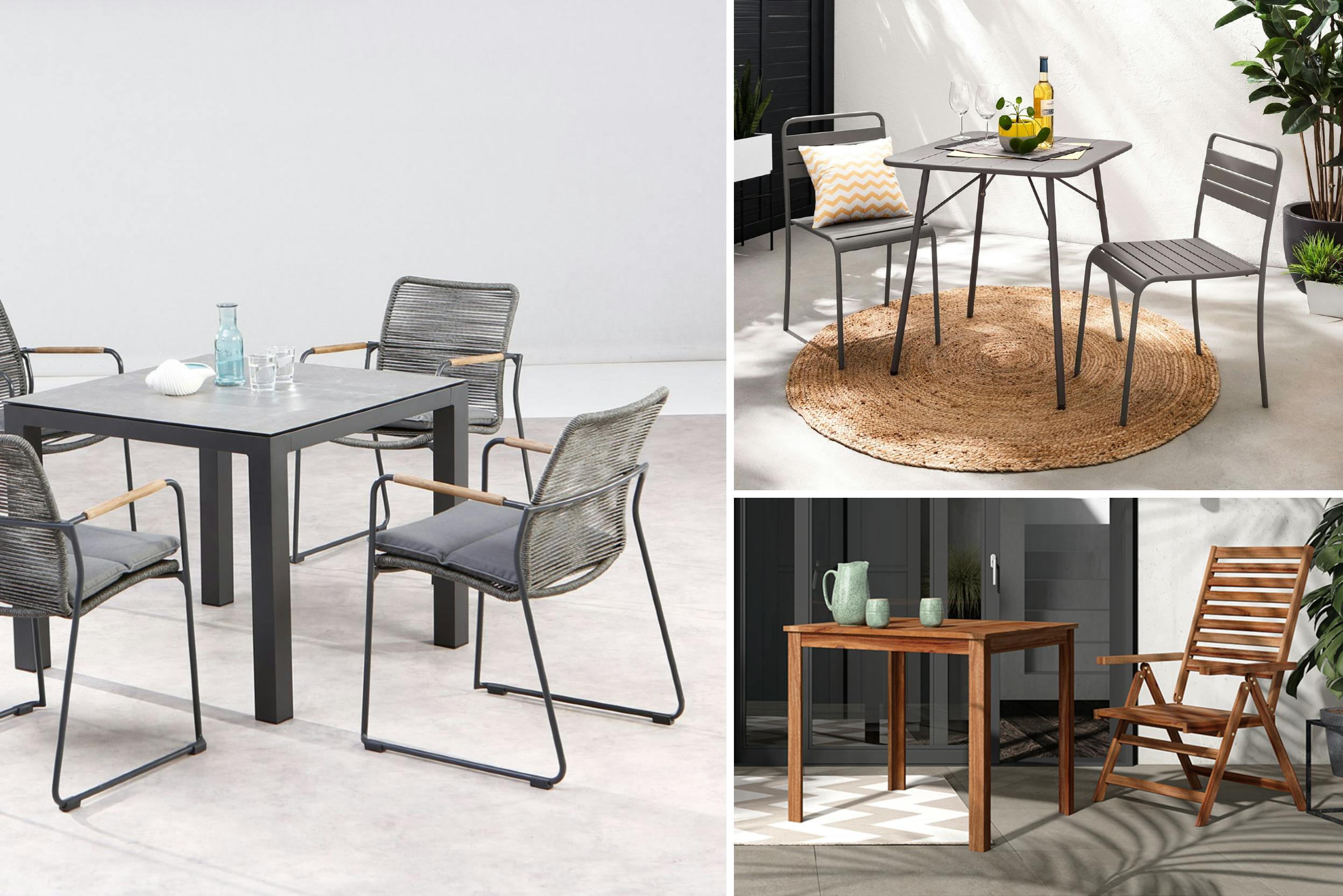 Klappbare Stühle und Gartenstühle aus Metall und Polyrattan für draußen