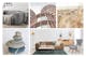 Collage aus beruhigenden skandinavischen Landschaften, den Axel-Türmen in Kopenhagen, gestapelten Steinen sowie einem grauen und einem braunen Sofa Hudson im Wohnzimmer